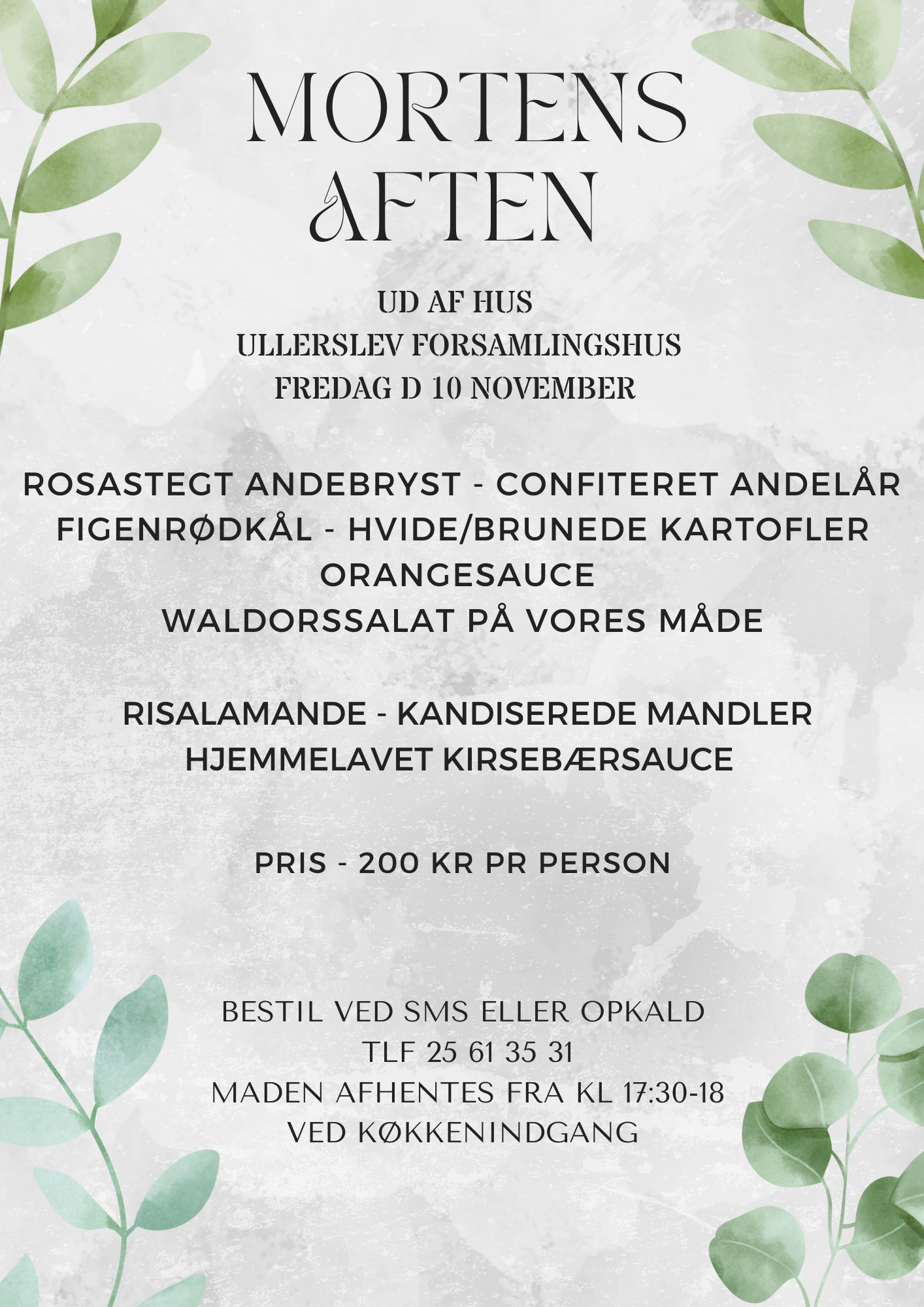 Modern Leaf Watercolor Wedding Food Menu